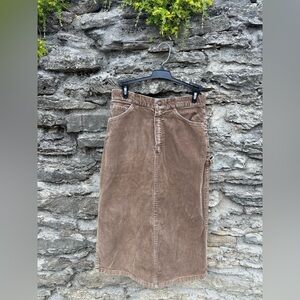 Brown Corduroy Midi Skirt